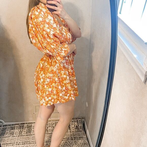 Free People Show Me Love Romper in Orange S - Picture 2 of 10